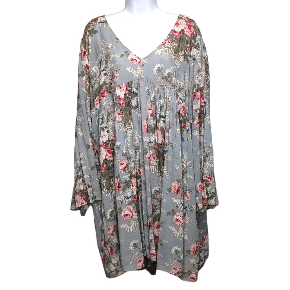 Denim & Supply Ralph Lauren Babydoll Mini Dress L Green Floral Pockets Prairie - Picture 2 of 14